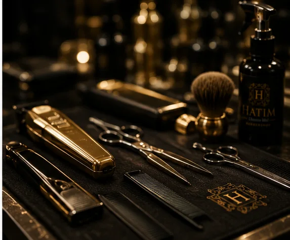 Outils de barbier dorés Hatim L'Homme Idéal